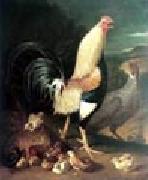 unknow artist Cock hen and chicken China oil painting reproduction